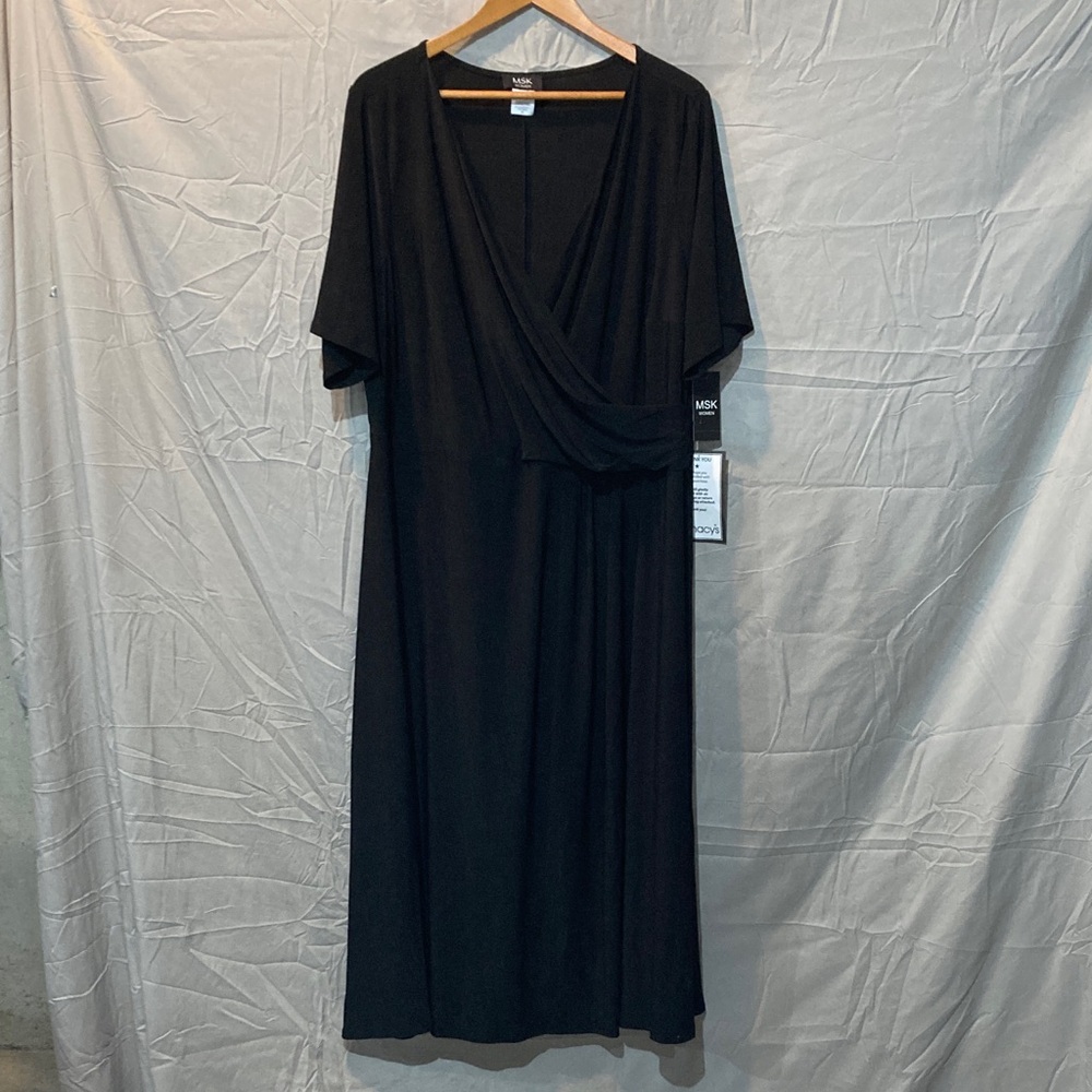 MSK Elegant Black Faux Wrap Dress
